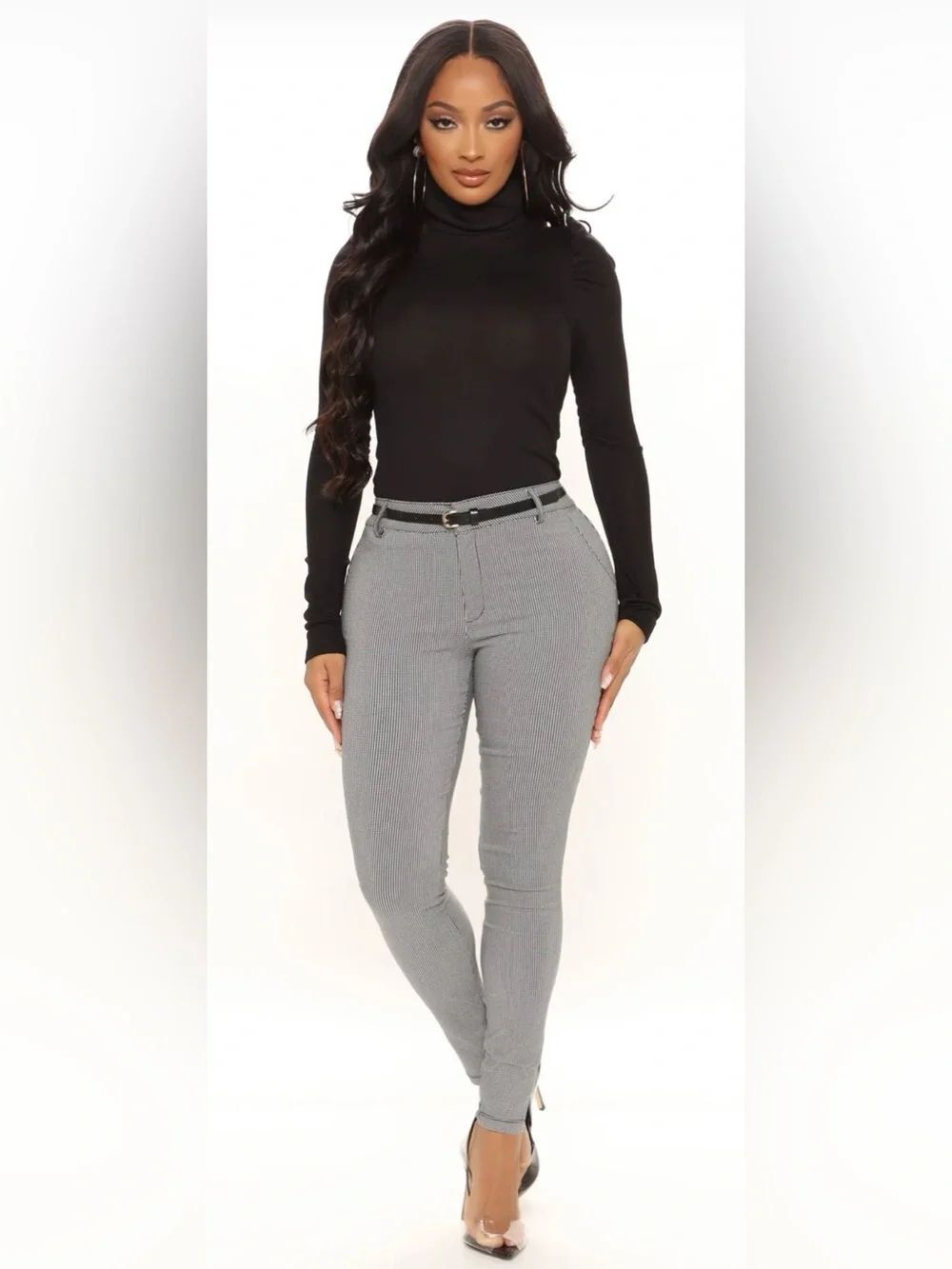 Fashion Nova Keep It Up Plaid Pants - Black/combo Size Large